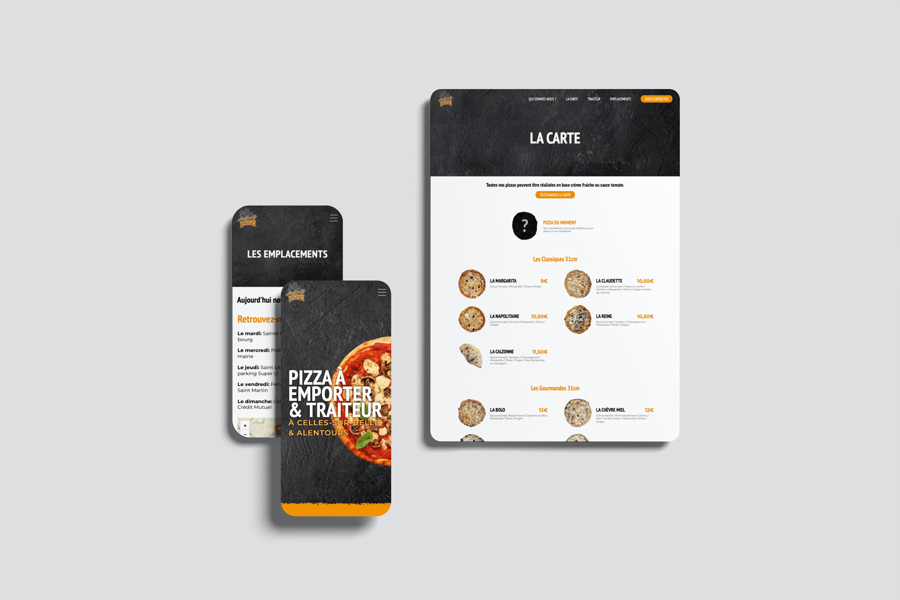 mockup d'un ordinateur et d'une tablette affichant le site la-family-pizz.fr